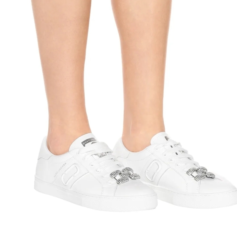 Marc Jacobs White Sneakers with Silver Embellishments  Women39 /Men 6.5